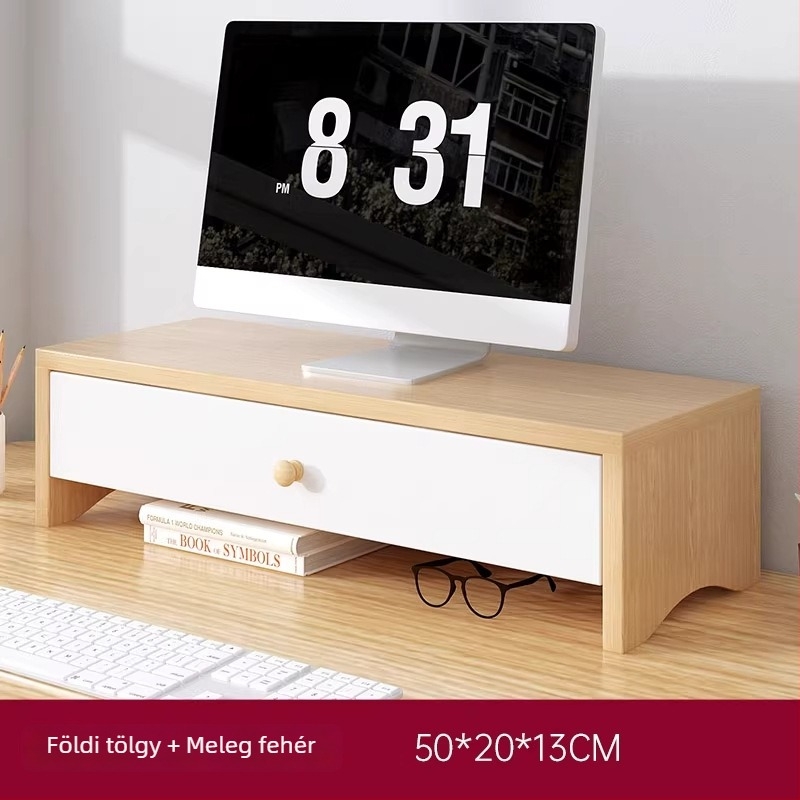 Jinhe cute asztali monitorállvány fiókkal, mozgatható, 3-szintes tároló