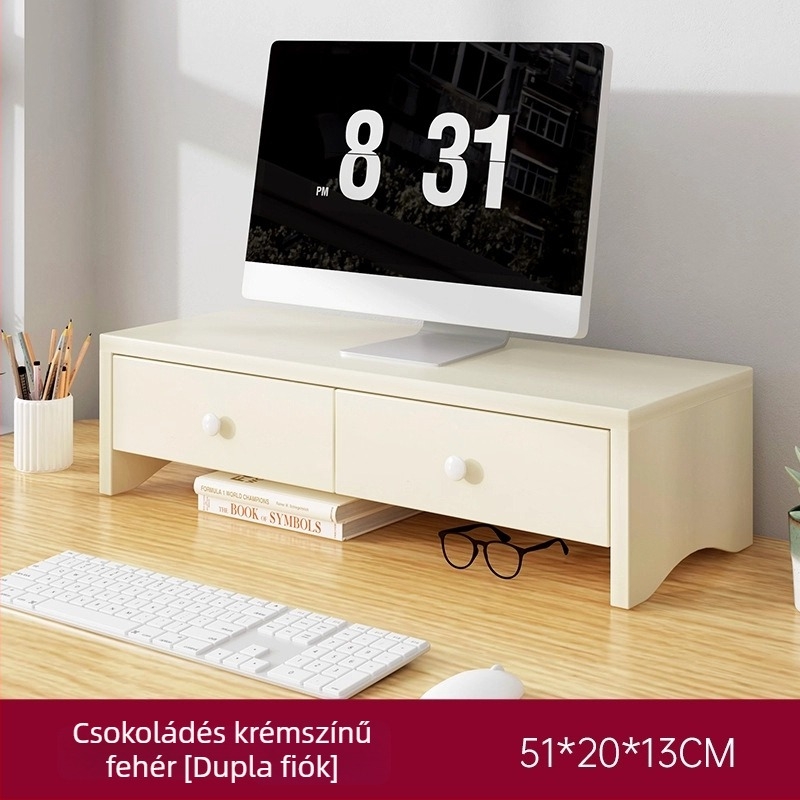 Jinhe cute asztali monitorállvány fiókkal, mozgatható, 3-szintes tároló