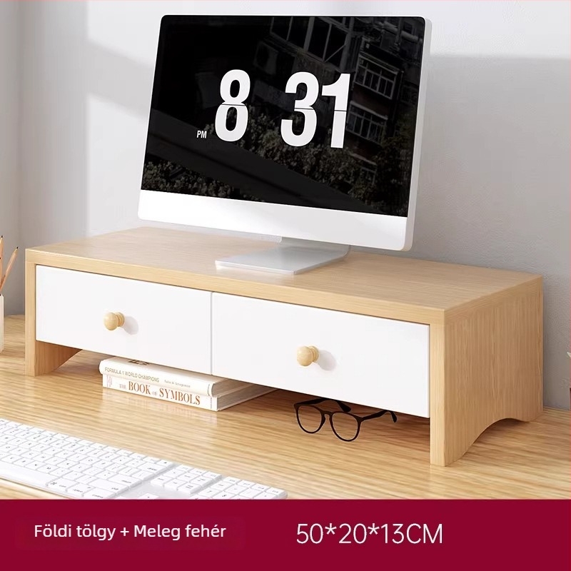 Jinhe cute asztali monitorállvány fiókkal, mozgatható, 3-szintes tároló