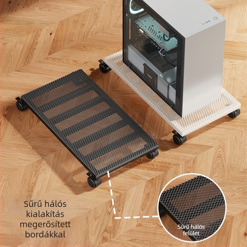 Vasból készült számítógép-ház állvány kerekkel, mozgatható alap, egyszintes, többfunkciós tároló otthonra és irodára