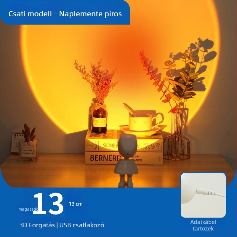 Naplemente környezeti lámpa fényképezéshez és élő közvetítéshez — USB-tápellátás beépített akkumulátorral; intelligens vezérlés nélkül; egyéb jellemzők