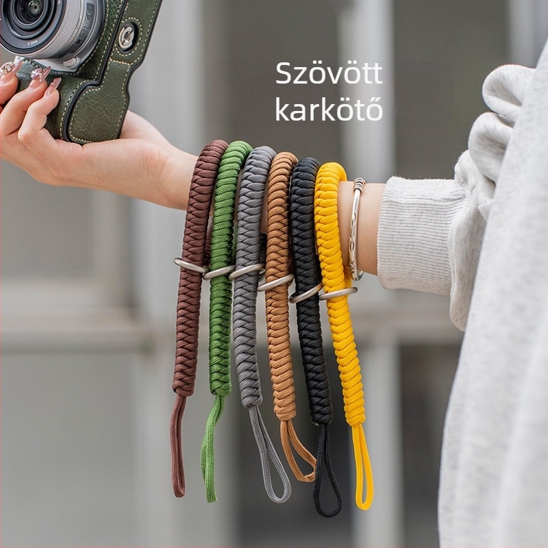 Kamera csuklópánt – kézzel szőtt, testreszabható rajzok szerint, univerzális DSLR és MILC kamerákhoz