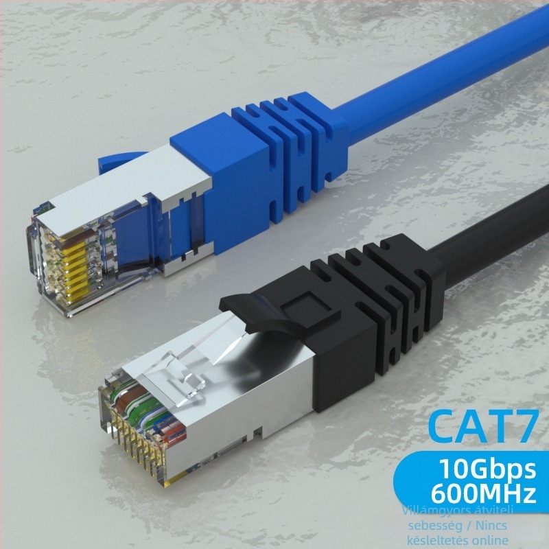 Cat6e/Cat7 hálózati patch-kábel, 10 Gbit/s, oxigénmentes réz, Hossz: 1 m / 2 m / 5 m / 30 m, Otthon/Iroda/Iskola használatra