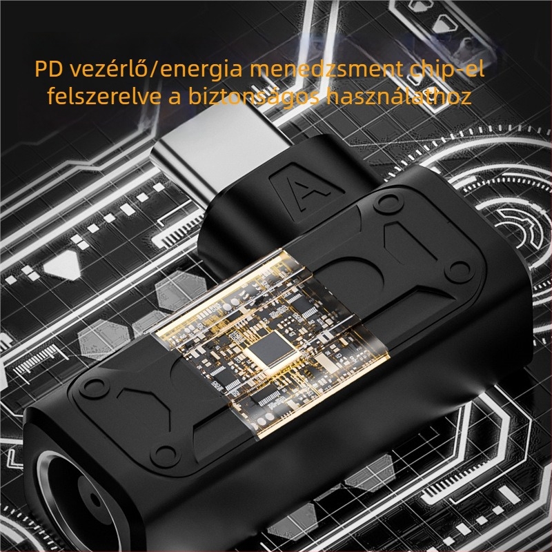 Yinan DC bemeneti Type-C átalakító, automatikus felismerés 5V/9V/20V, PD kimenet 140W