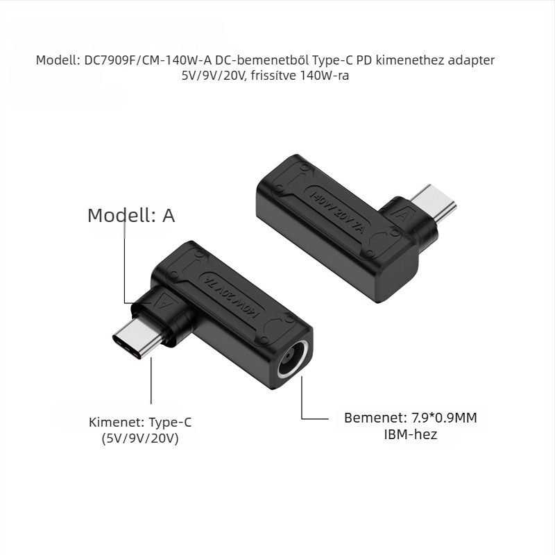 Yinan DC bemeneti Type-C átalakító, automatikus felismerés 5V/9V/20V, PD kimenet 140W
