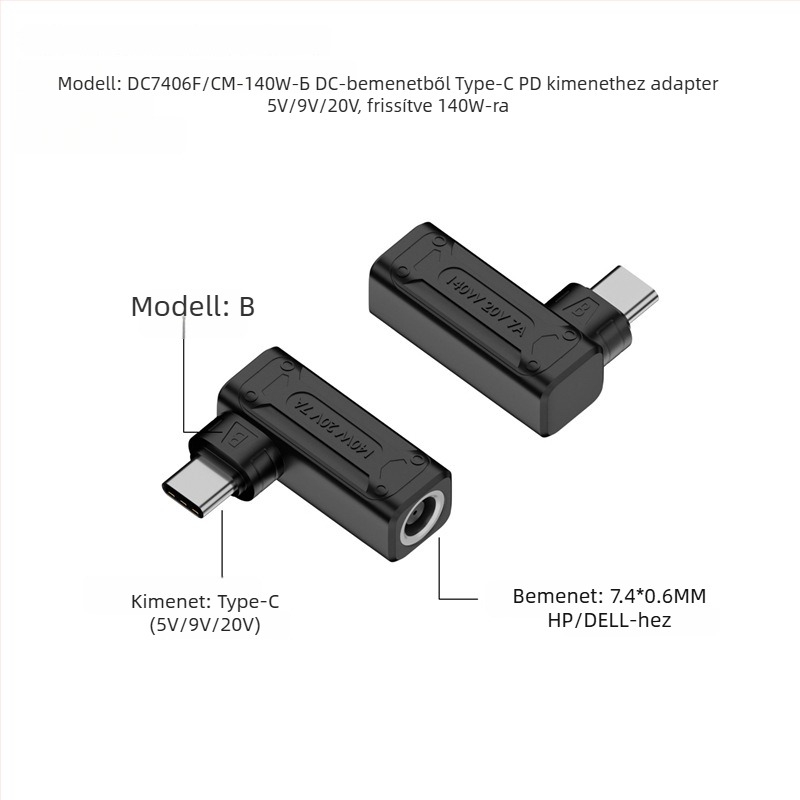 Yinan DC bemeneti Type-C átalakító, automatikus felismerés 5V/9V/20V, PD kimenet 140W