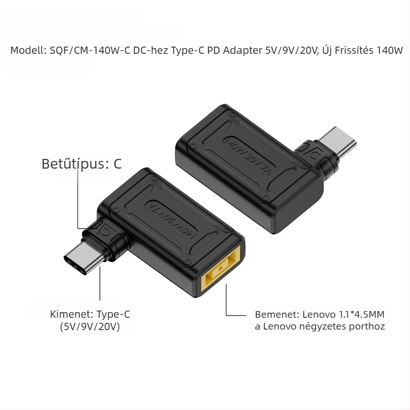 Yinan DC bemeneti Type-C átalakító, automatikus felismerés 5V/9V/20V, PD kimenet 140W