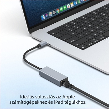 Type-C/USB Gigabit Ethernet adapter, illesztőprogram-mentes, RJ-45 port, 10/100/1000 Mbps