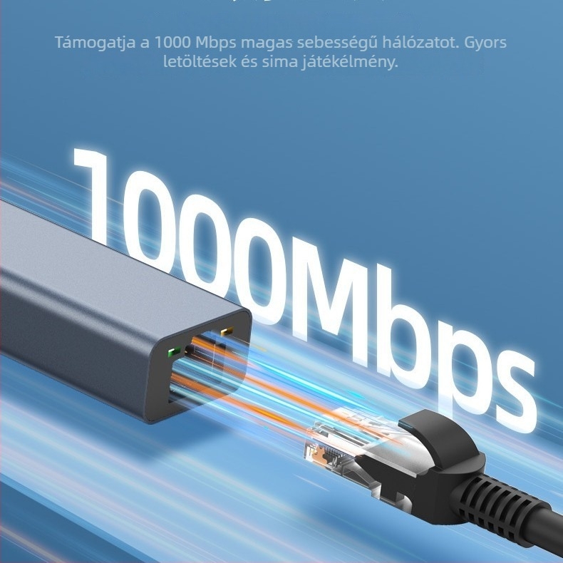 Type-C/USB Gigabit Ethernet adapter, illesztőprogram-mentes, RJ-45 port, 10/100/1000 Mbps