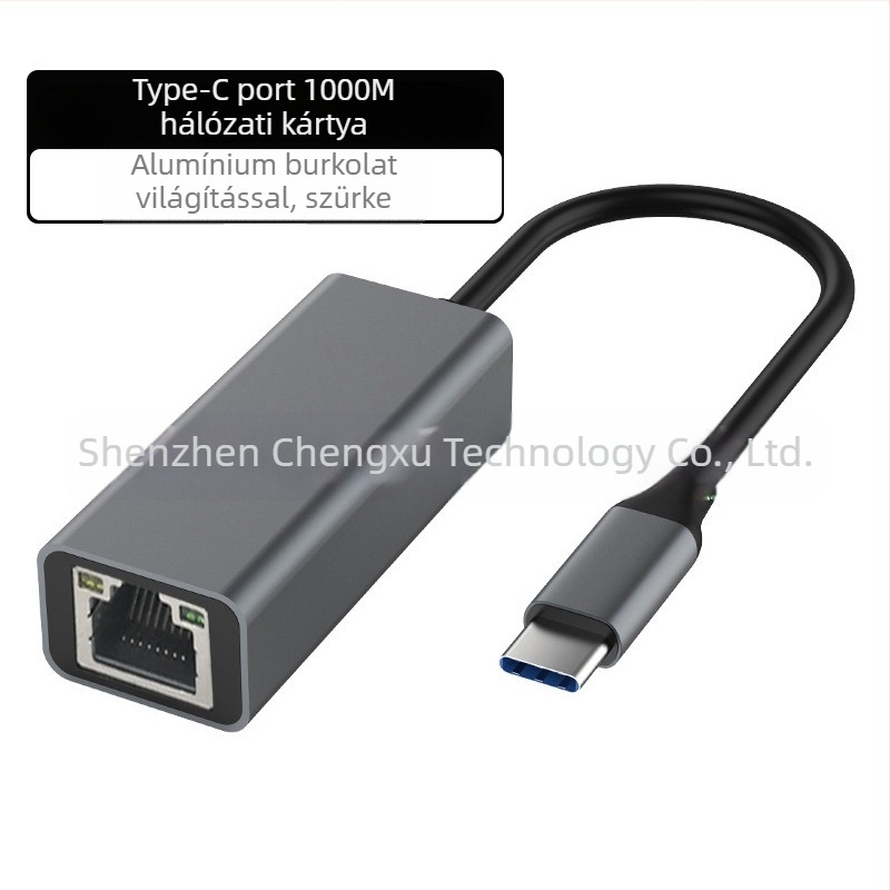 Type-C/USB Gigabit Ethernet adapter, illesztőprogram-mentes, RJ-45 port, 10/100/1000 Mbps