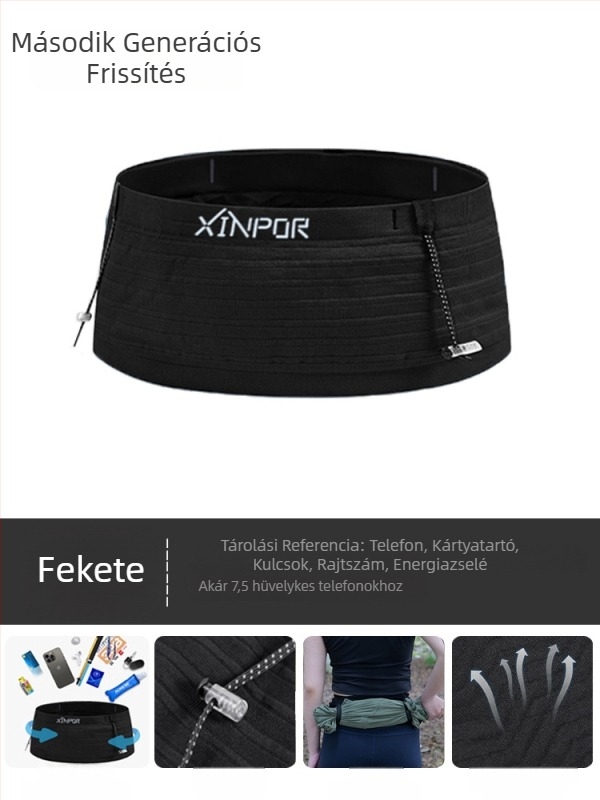 Könnyű futó deréköv víztartóval és telefontartó zsebbel, uniszex, maratonra és terepfutáshoz