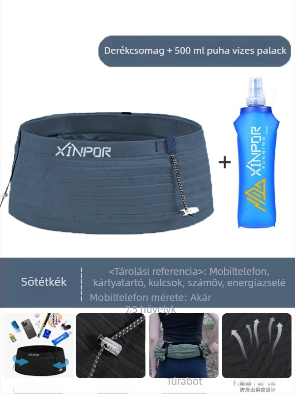 Könnyű futó deréköv víztartóval és telefontartó zsebbel, uniszex, maratonra és terepfutáshoz