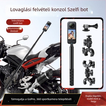 Masszív rögzítő clamp Insta360 akciókamerákhoz motoron, GoPro selfie stick kompatibilis