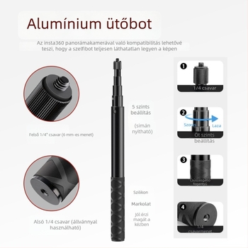 Masszív rögzítő clamp Insta360 akciókamerákhoz motoron, GoPro selfie stick kompatibilis