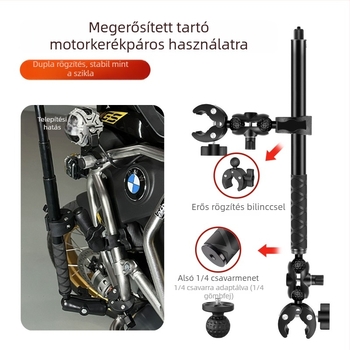 Masszív rögzítő clamp Insta360 akciókamerákhoz motoron, GoPro selfie stick kompatibilis