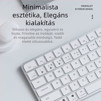Vezeték nélküli vékony billentyűzet és egér készlet – több mint 98 billentyű, vezeték nélküli csatlakozás, párosítás 2 eszközzel, háttérvilágítás nélkül