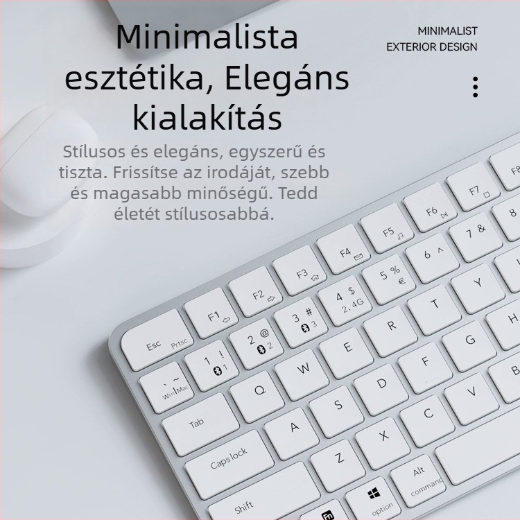 Vezeték nélküli vékony billentyűzet és egér készlet – több mint 98 billentyű, vezeték nélküli csatlakozás, párosítás 2 eszközzel, háttérvilágítás nélkül