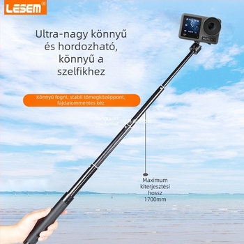 DJI Action 5 Pro/4/3-hoz kiterjesztő selfie bot, alumínium kivitel, IBIS nélkül, Insta360 X5-kompatibilis