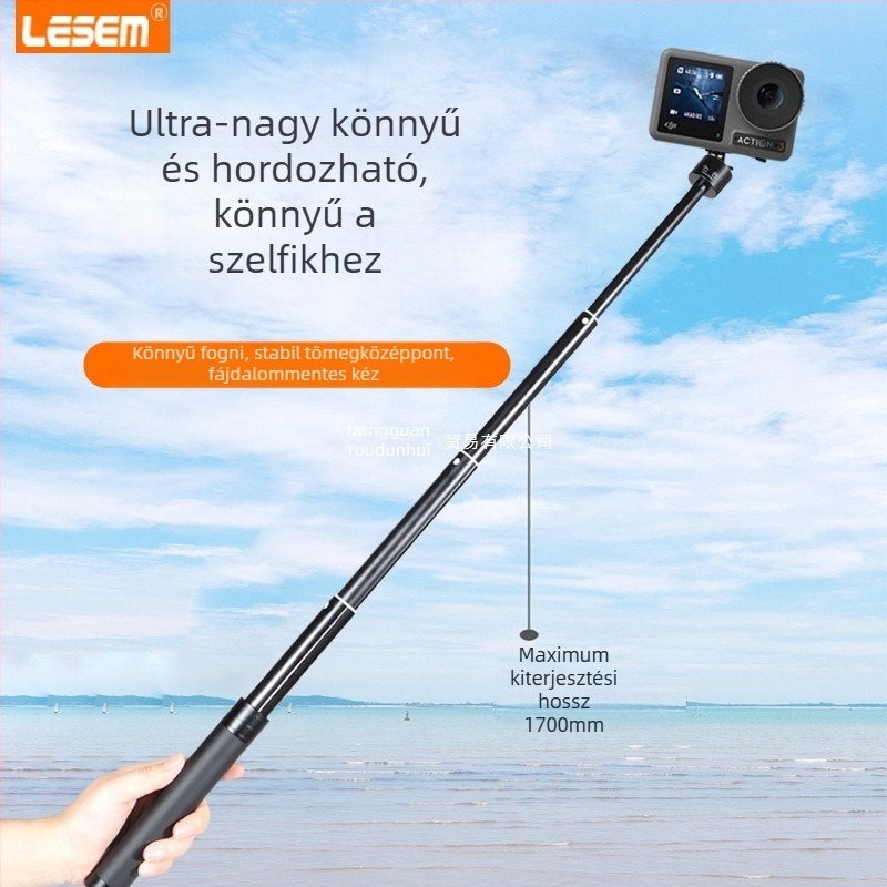 DJI Action 5 Pro/4/3-hoz kiterjesztő selfie bot, alumínium kivitel, IBIS nélkül, Insta360 X5-kompatibilis