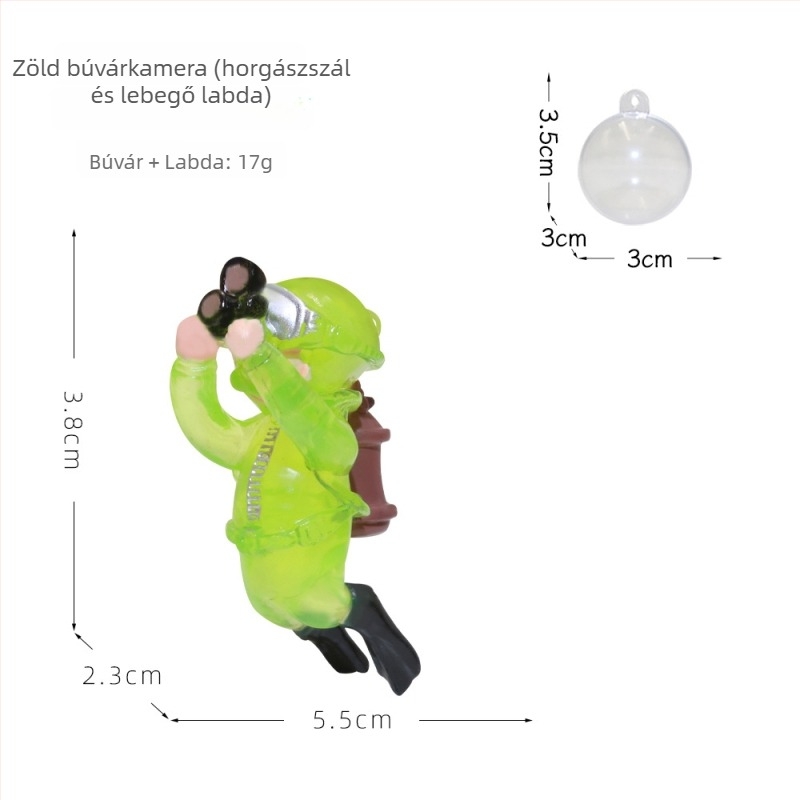 PVC akváriumi dekoráció, lebegő cartoon kis boszorkány búvár bábu, 50 g