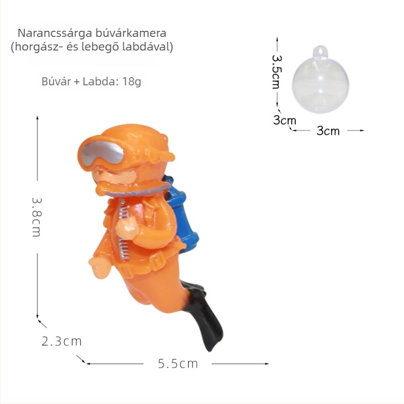 PVC akváriumi dekoráció, lebegő cartoon kis boszorkány búvár bábu, 50 g