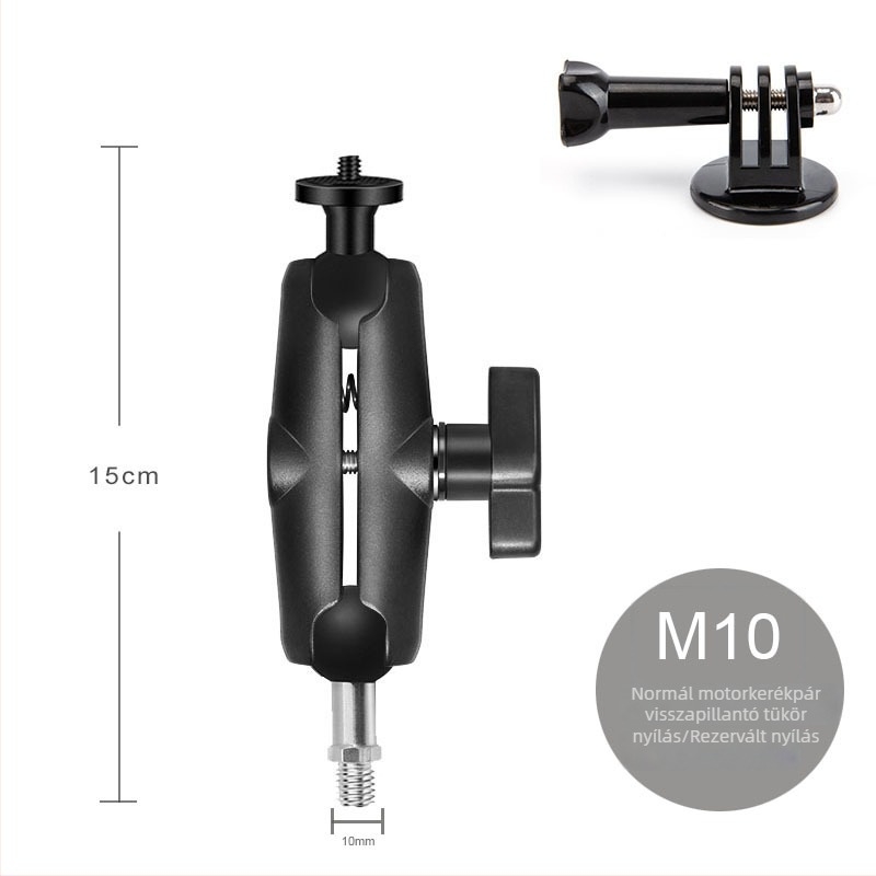 Alumínium ötvözetű rögzítő motoros akciókamerához, M10 csipesz, kompatibil GoPro 9/8, ACTION, Insta360 One R/X2