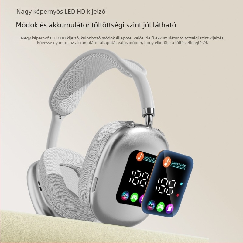 AKZ MAX600 Egyedi formájú vezeték nélküli Bluetooth fejhallgató RGB kijelzővel és kártyaolvasóval