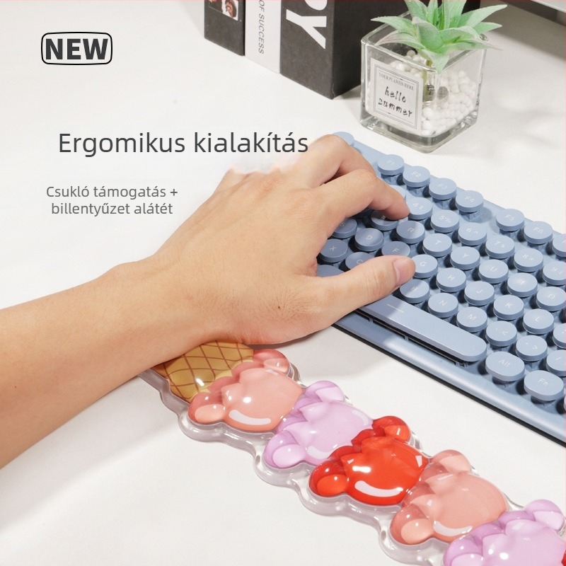 Egérpad átlátszó szilikon felülettel, csuklópárna, csúszásmentes, egyoldalas, injekciós formázással készült