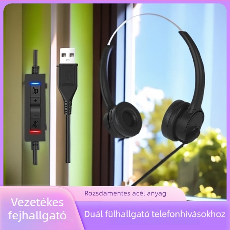 Iroda fejhallgató – Üzleti sorozat, zajcsökkentés, USB-kapcsolat, modell M13, 1,8 m kábel