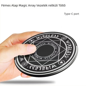 Fémes bevonatú vezeték nélküli töltő varázslatos kör mintával, 15W QC3.0, 1.67A, Honey Electricity