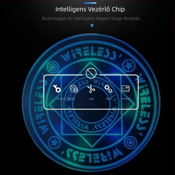 Fémes bevonatú vezeték nélküli töltő varázslatos kör mintával, 15W QC3.0, 1.67A, Honey Electricity