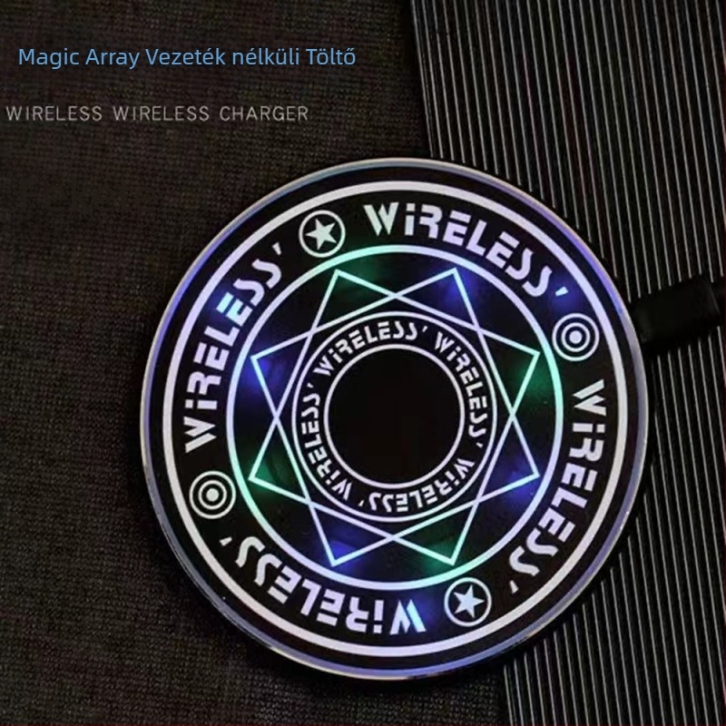Fémes bevonatú vezeték nélküli töltő varázslatos kör mintával, 15W QC3.0, 1.67A, Honey Electricity