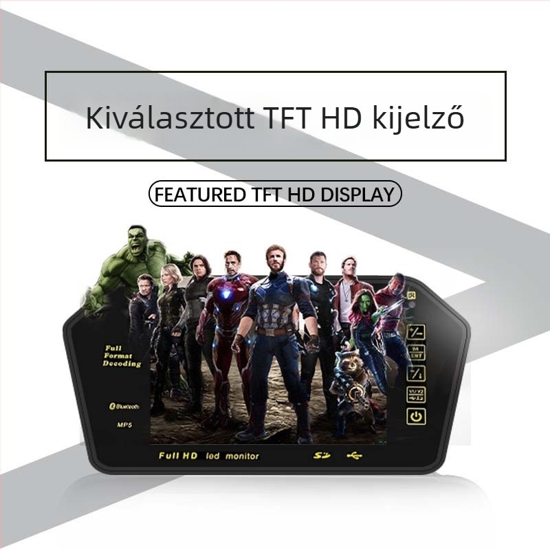 Autó LCD kijelző visszapillantó tükörhöz, 7 hüvelyk, 800x480 felbontás, AV bemenet