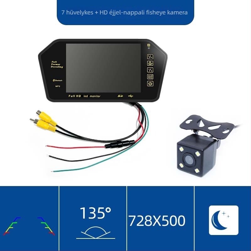 Autó LCD kijelző visszapillantó tükörhöz, 7 hüvelyk, 800x480 felbontás, AV bemenet