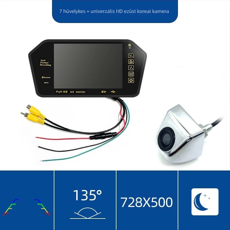 Autó LCD kijelző visszapillantó tükörhöz, 7 hüvelyk, 800x480 felbontás, AV bemenet
