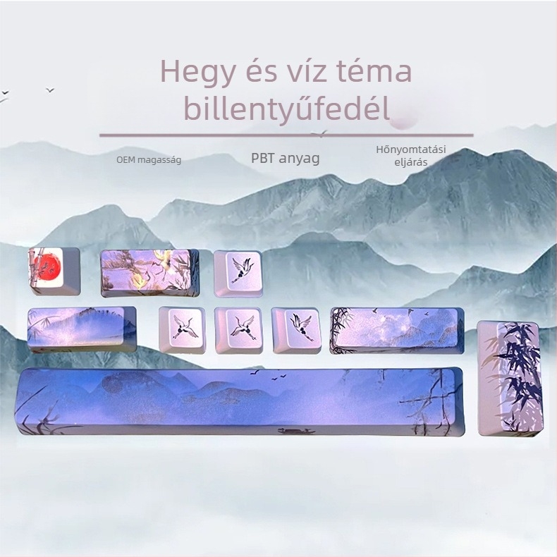 PBT kulcstartó készlet mechanikus billentyűzethez, 10 darab, ötoldalas Dye-Sublimáció, testreszabott téma, zöld kapcsolóval kompatibilis