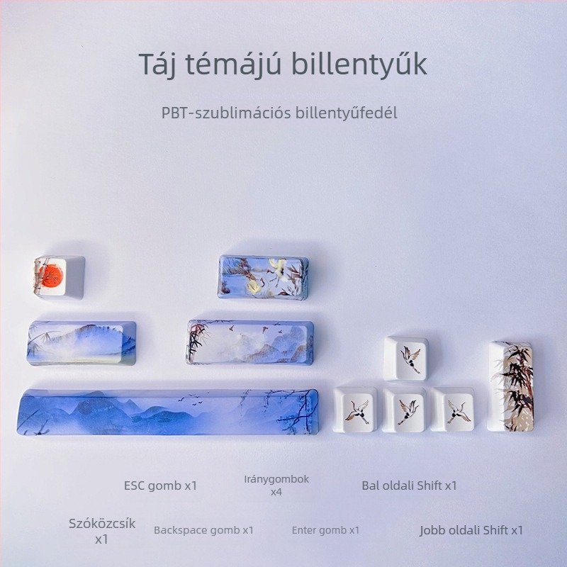 PBT kulcstartó készlet mechanikus billentyűzethez, 10 darab, ötoldalas Dye-Sublimáció, testreszabott téma, zöld kapcsolóval kompatibilis