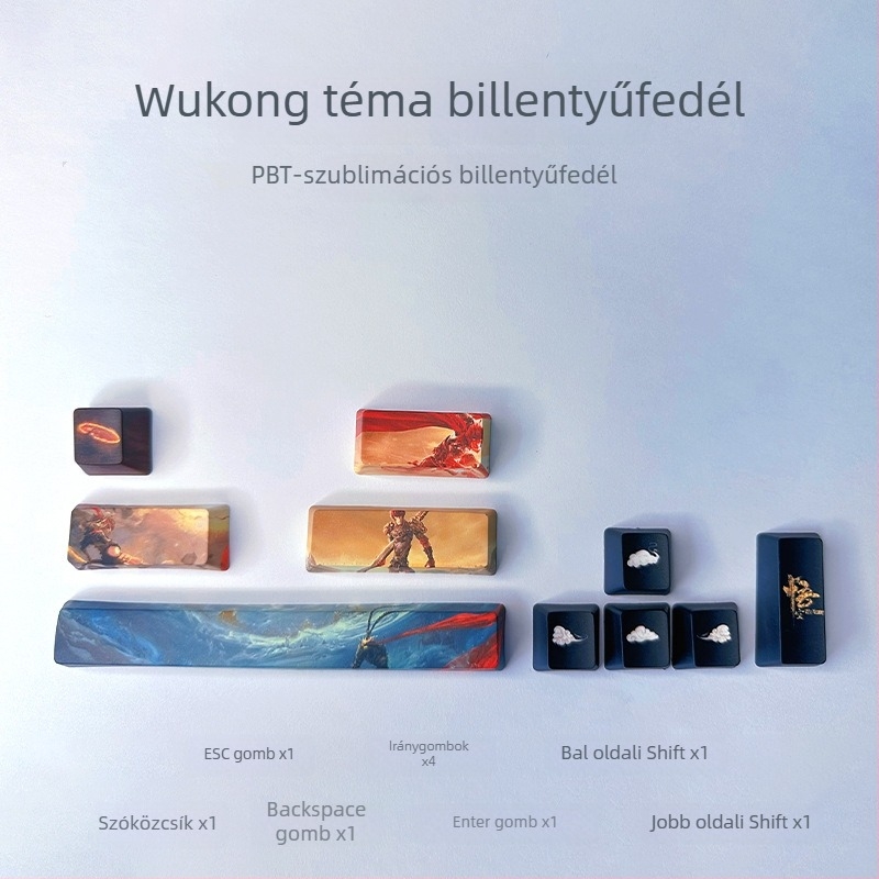 PBT kulcstartó készlet mechanikus billentyűzethez, 10 darab, ötoldalas Dye-Sublimáció, testreszabott téma, zöld kapcsolóval kompatibilis
