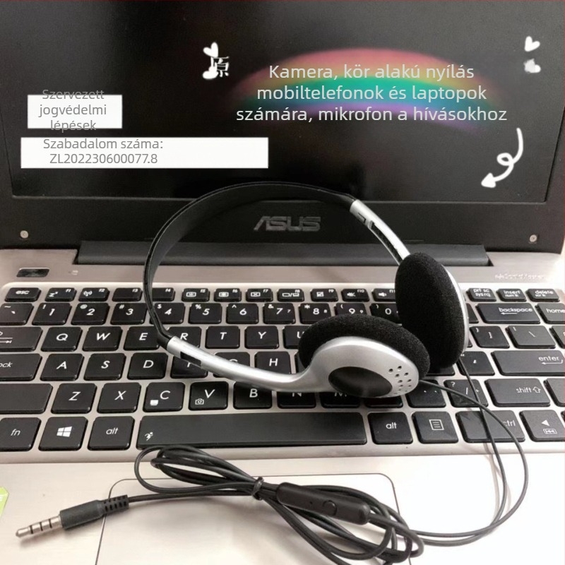 Vezetékes fejhallgató mikrofonnal, 3,5 mm-es csatlakozó, 1,2 m kábel, 30 mm hangszóró, frekvencia-tartomány 20 Hz-20 kHz
