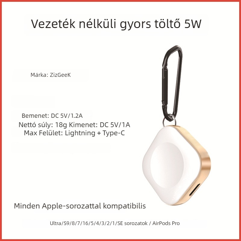 Apple Watch mágneses vezeték nélküli töltő, 5W gyors töltés, MFi tanúsítvány, hordozható