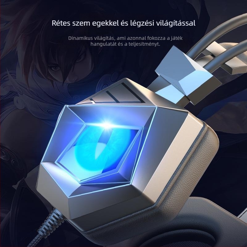 Esport játékfejhallgató 40 mm-es meghajtókkal, 3,5 mm-es csatlakozóval, vezetékes, beépített mikrofon, frekvenciasáv 20–20000 Hz
