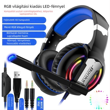 Vezetékes játékfejhallgató mikrofonnal, 3,5 mm csatlakozó, frekvenciatanomány 20-20000 Hz, impedancia 16 Ω, érzékenység 116 dB/mW, torzítás 2%