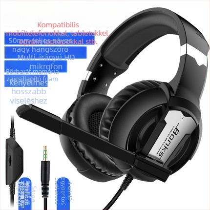 Vezetékes játékfejhallgató mikrofonnal, 3,5 mm csatlakozó, frekvenciatanomány 20-20000 Hz, impedancia 16 Ω, érzékenység 116 dB/mW, torzítás 2%