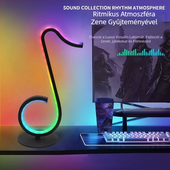 RGB színes asztali hangulatlámpa - USB tápegység, alkalmazásvezérlés, hangfelvételi mód, asztali lámpa