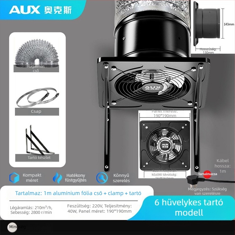 Konyhai szellőztető ventilátor AUX-APK20, függő szerelés, 220V, 85W, mechanikus kapcsolás