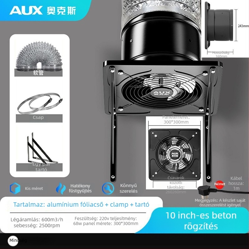 Konyhai szellőztető ventilátor AUX-APK20, függő szerelés, 220V, 85W, mechanikus kapcsolás