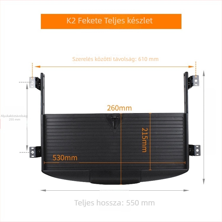 Íróasztali billentyűzet-tartó, polo mud, modell Keyboard tray cz, PP anyagú, fiókhoz