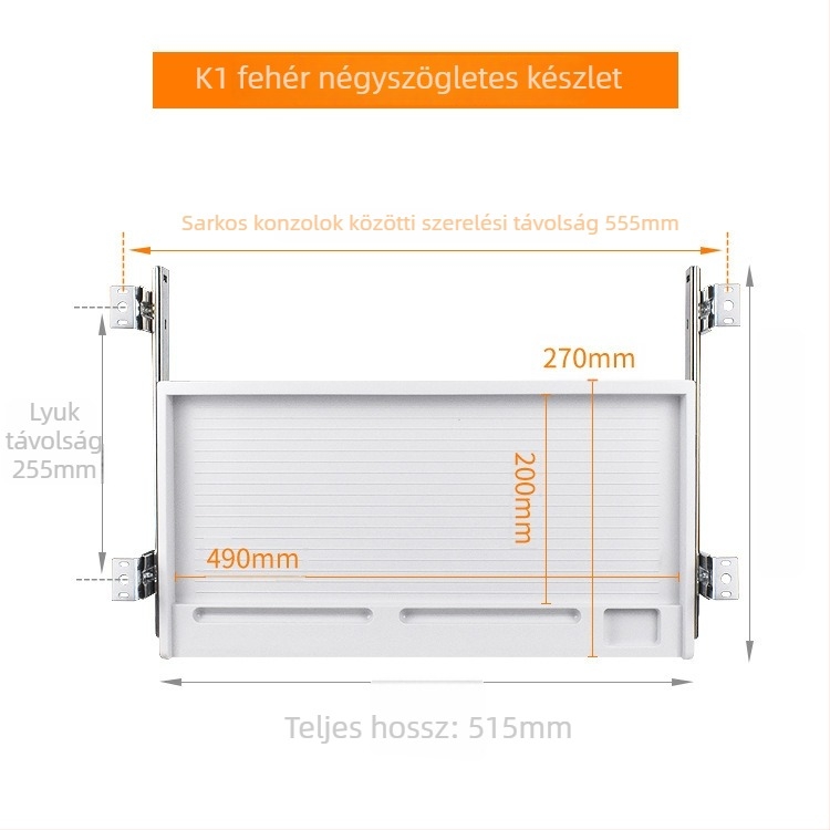 Íróasztali billentyűzet-tartó, polo mud, modell Keyboard tray cz, PP anyagú, fiókhoz