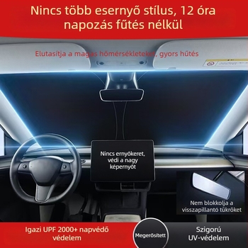 Elülső szélvédő autóárnyékoló fólia – alumíniumfólia, teleszkópos telepítés, univerzális illeszkedés, logónyomtatás, testreszabás