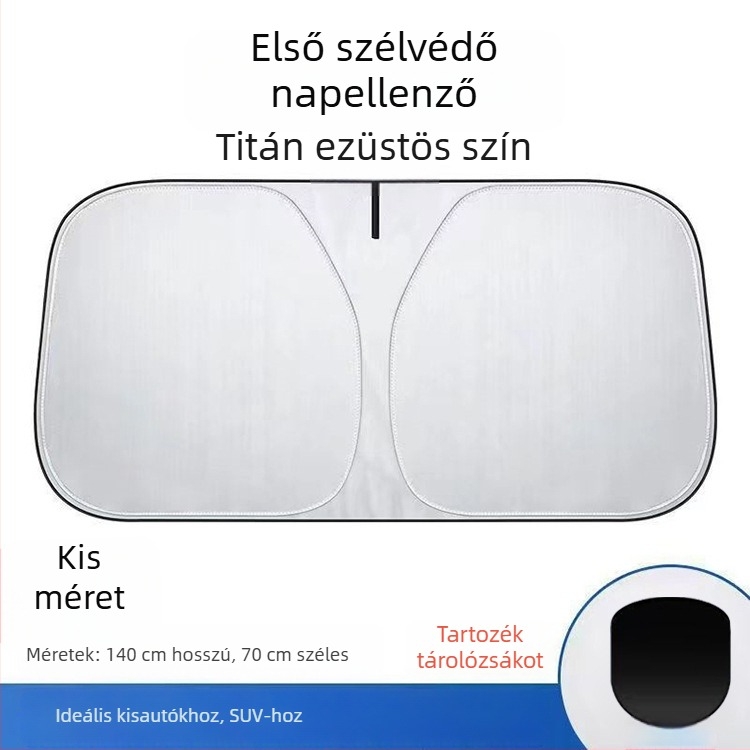 Elülső szélvédő autóárnyékoló fólia – alumíniumfólia, teleszkópos telepítés, univerzális illeszkedés, logónyomtatás, testreszabás